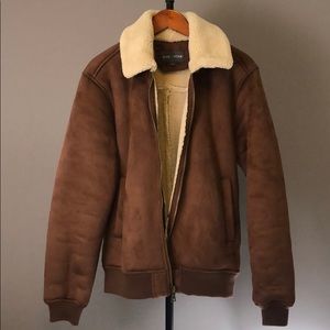 Slate & Stone- Mid-Brown Suede Sherpa jacket (S)